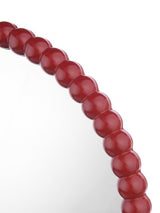 Där Ruan Bobbin Round Wood Bobbin Detailed Frame Wall Mirror - 70cm - Red