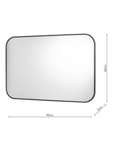 Dar Firuz Rectangular Metal Frame Wall Mounted Mirror 90 x 60cm - Black