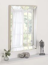 Yearn Contemporary Bevelled Glass Rectangular Wall Mirror 102x74cm Champagne