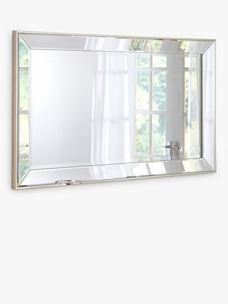 Yearn Contemporary Bevelled Glass Rectangle Wall Mirror 91 x 66cm Champagne