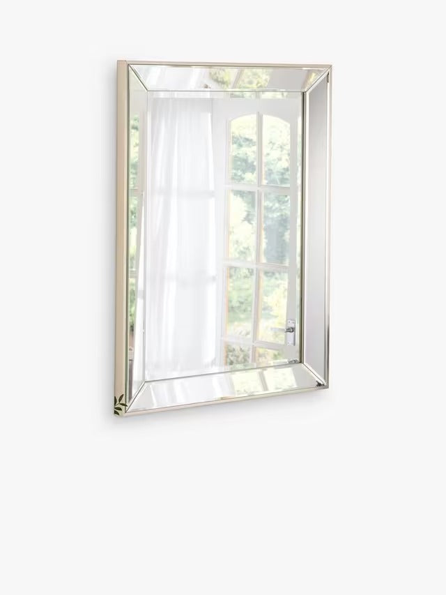 Yearn Contemporary Bevelled Glass Rectangle Wall Mirror 91 x 66cm Champagne