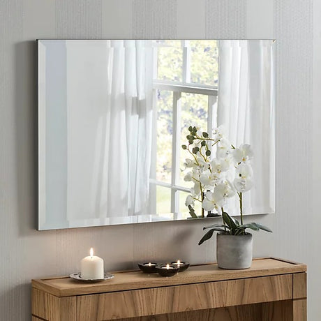 Yearn Classic Bevelled Glass Rectangular Wall Mirror - 152 x 61cm - Silver