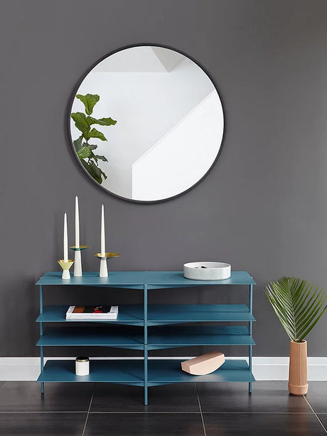 Umbra Hub Rubber Round Wall Mounted Mirror Dia.94cm - Black