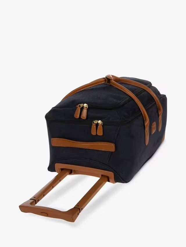 Bric's Life 55cm 2-Wheel Faux Suede Travel Cabin Bag Suitcase - Navy Blue