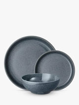 Denby Dark Grey Speckle Stoneware Coupe Dinnerware Set 12 Piece - Grey - Kazoop 