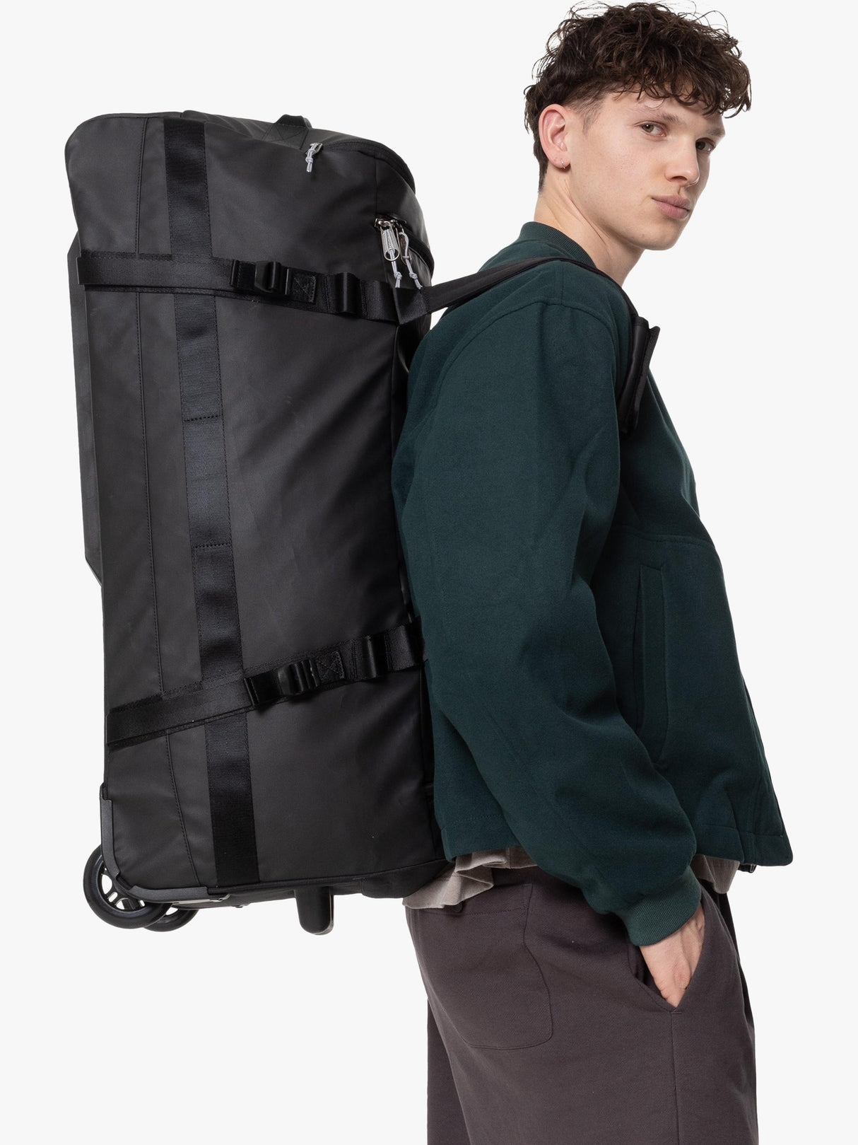 Eastpak 90L 2-Wheel Travel Weatherproof Large Backpack Duffle Bag - Black
