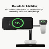 Belkin Boost Charge Pro 3-in-1 MagSafe Wireless Charger Stand 15W - Black - Kazoop 
