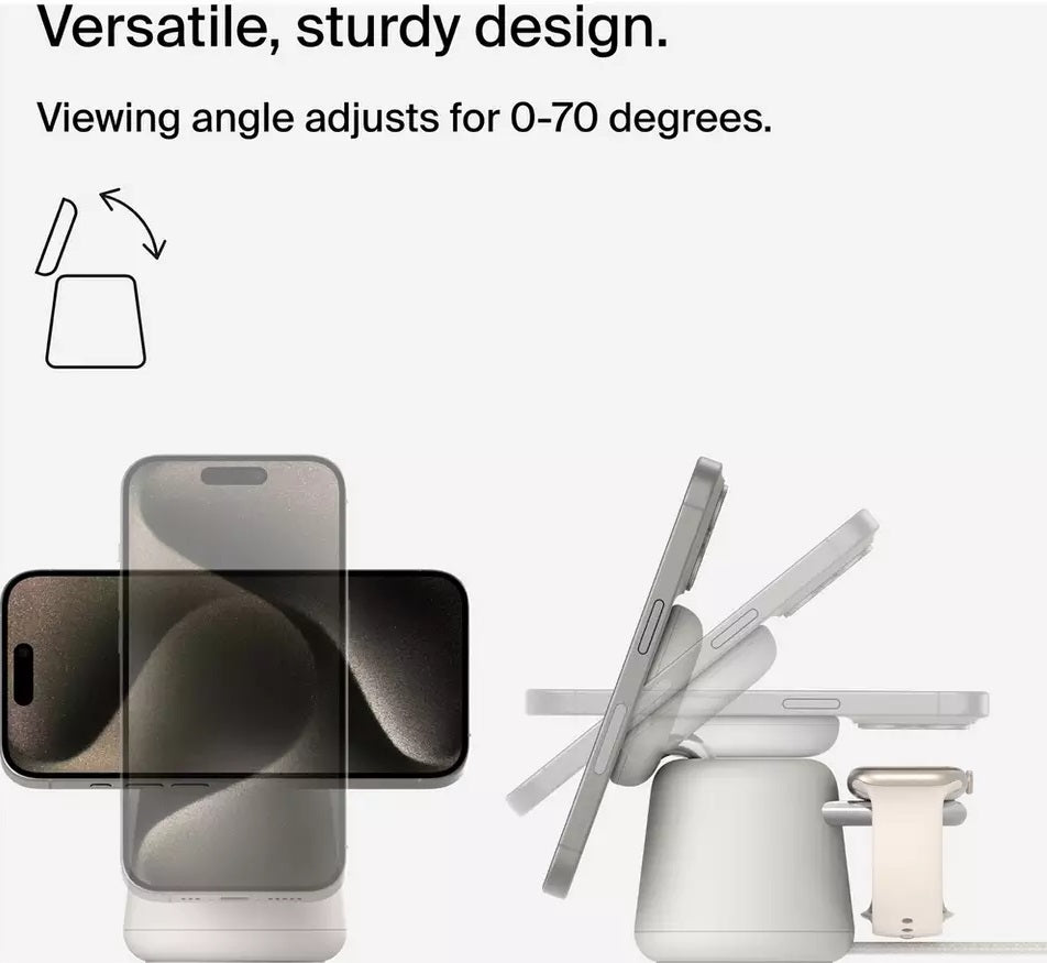 Belkin BoostCharge Pro 2-in-1 MagSafe Wireless Charger Stand 15W - Sand - Kazoop 