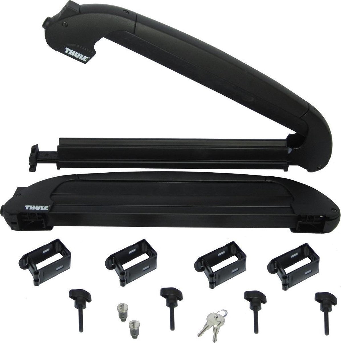 Thule 746 SnowPro Car Roof Lockable Ski Carrier Holder - 4 Pairs - Black