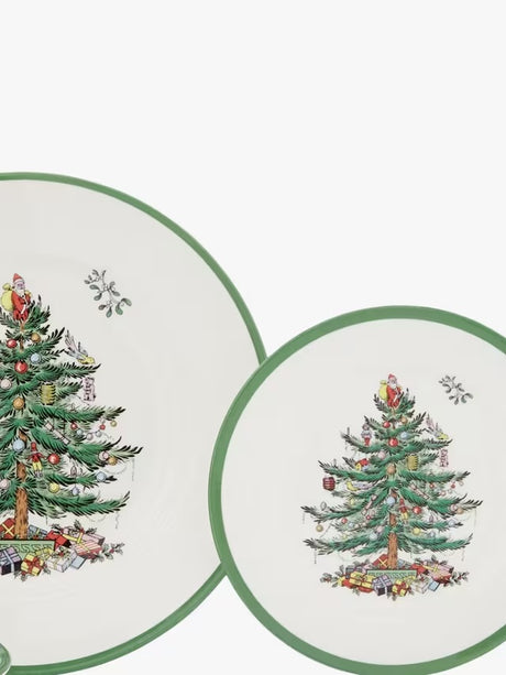 Spode Christmas Tree Stoneware 4 Settings/12 Piece Dinnerware Set - Green