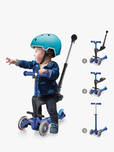 Micro Scooters Mini 3in1 Deluxe Ride On Scooter 1-5 Years Adjustable - Blue - Kazoop 