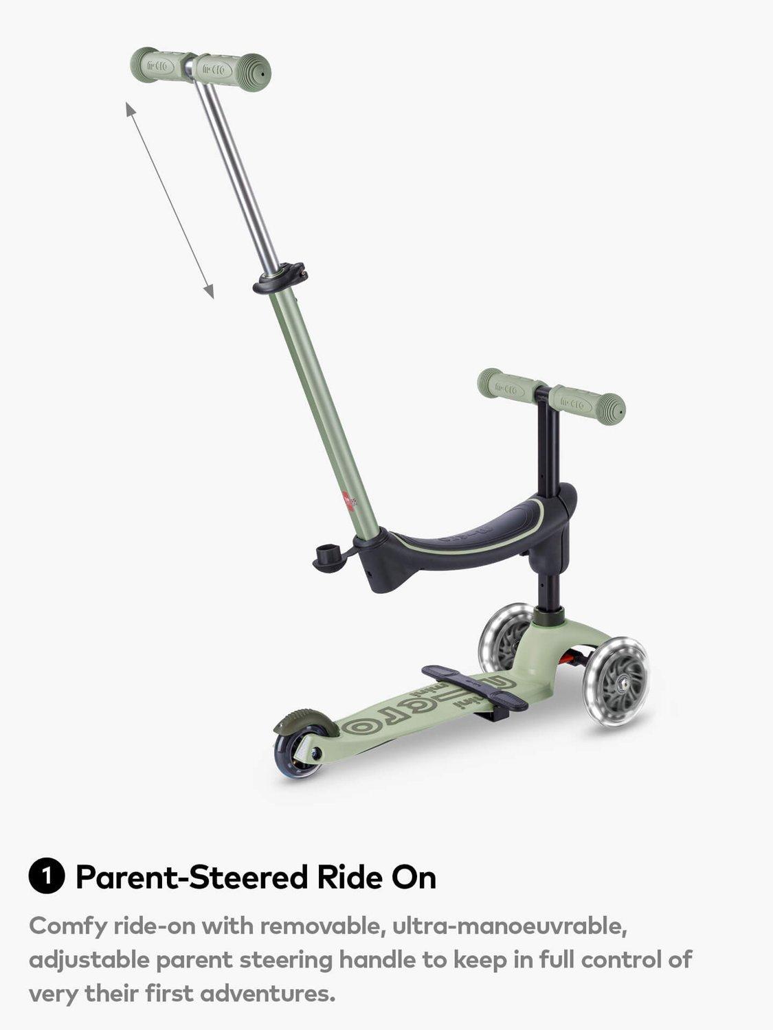 Micro Scooters MMD381 Mini2Grow Deluxe 4-in-1 LED Ride-On Kids Scooter Sage