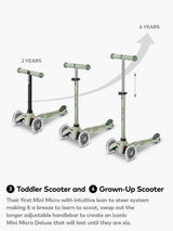 Micro Scooters MMD381 Mini2Grow Deluxe 4-in-1 LED Ride-On Kids Scooter Sage