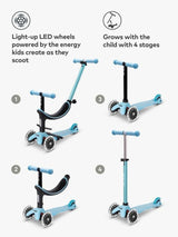 Micro Scooters 4-In-1 Mini Micro Push Along LED Wheels Kids Scooter - Blue