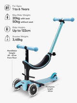Micro Scooters 4-In-1 Mini Micro Push Along LED Wheels Kids Scooter - Blue