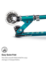 Micro Scooters LED Micro Sprite Folding 5-12 Years Kids Kick Scooter - Aqua