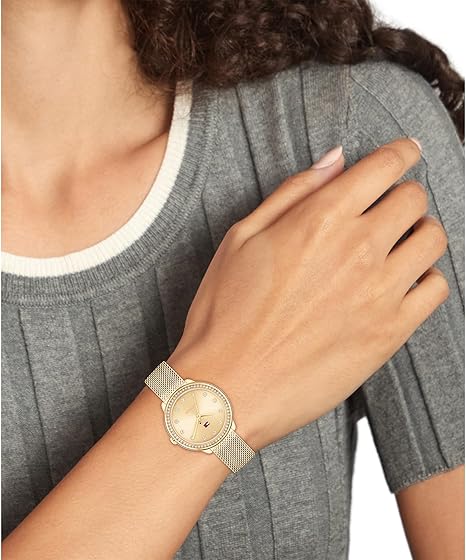 Tommy Hilfiger Women's 32mm Crystal Bezel Mesh Bracelet Strap Watch - Gold