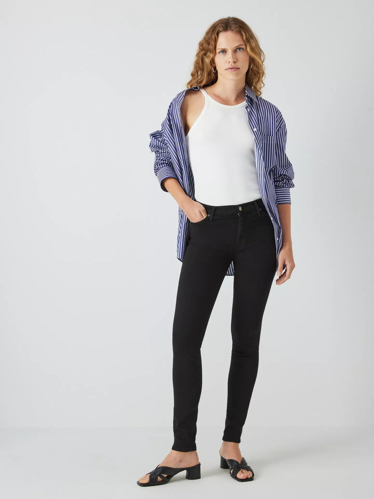 7 For All Mankind Skinny Slim Illusion Luxe Jeans - Black - Size 32/UK 14-16