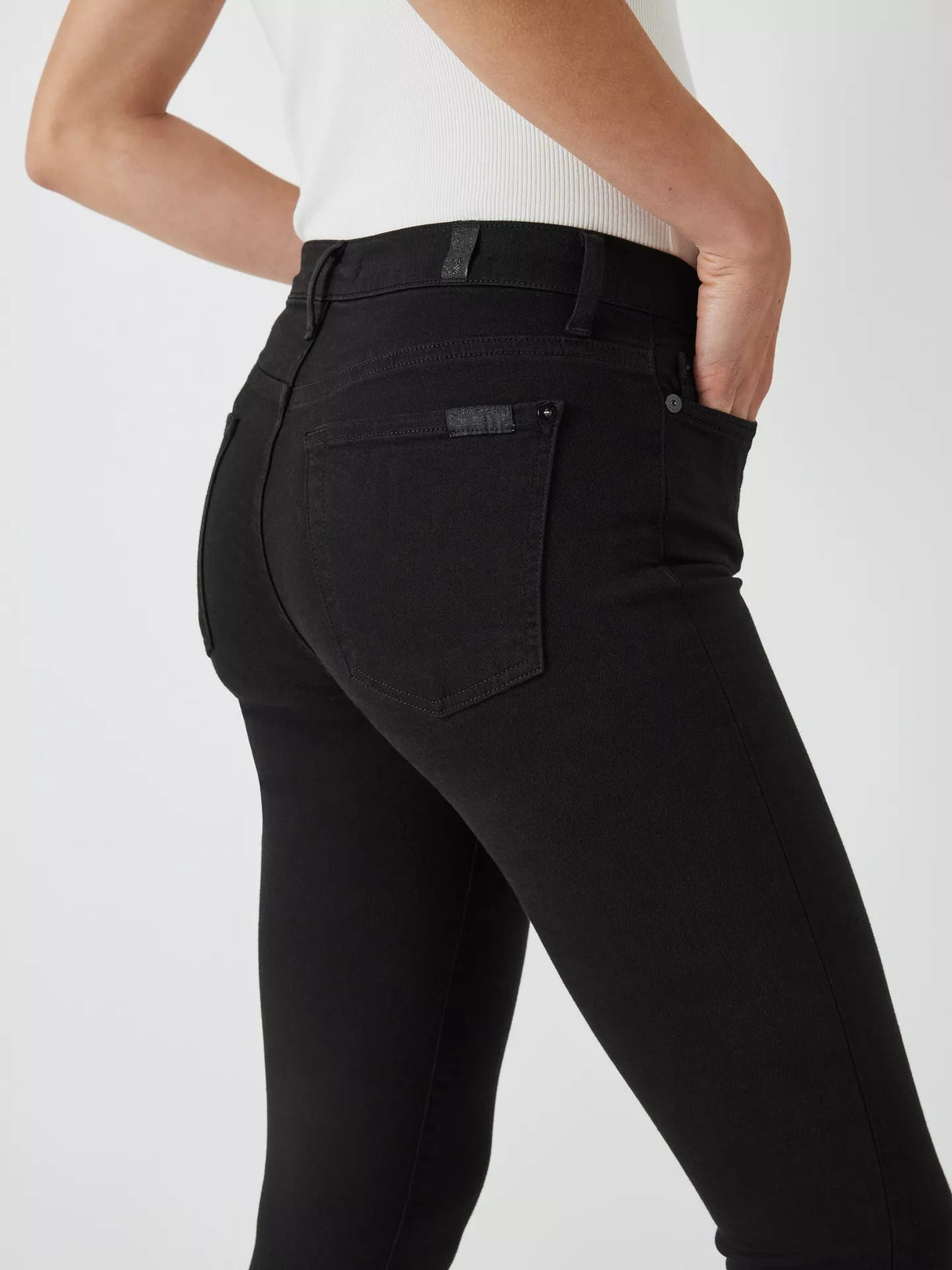 7 For All Mankind Skinny Slim Illusion Luxe Jeans - Black - Size 32/UK 14-16