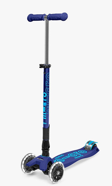 Micro Scooters Maxi Micro Deluxe Foldable Lightweight LED Kids Scooter Navy