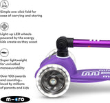 Micro Scooters 3 Wheel Kids 2-5 Years Foldable Mini LED Scooter - Purple - Kazoop 