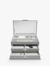 Dulwich Designs Leather Large Women's Jewellery Box with Drawers/Mirror Grey