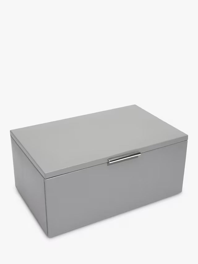 Dulwich Designs Leather Large Women's Jewellery Box with Drawers/Mirror Grey