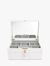 Stackers Leather 2 Set Jewellery Box H13.5 x W29 x D20 cm - White - Kazoop 