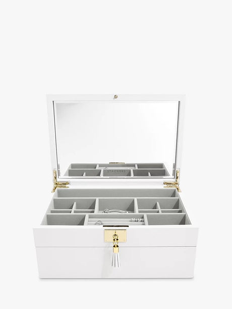 Stackers Leather 2 Set Jewellery Box H13.5 x W29 x D20 cm - White - Kazoop 