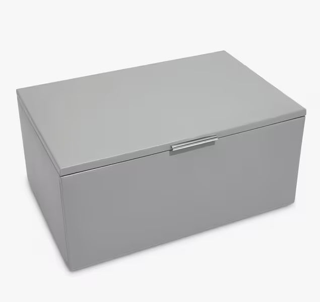 Dulwich Designs Extra Large Stackable Grey Leather Jewellery Box with Mirror