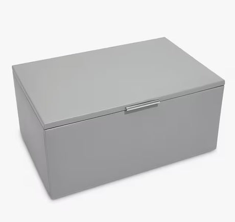 Dulwich Designs Extra Large Stackable Grey Leather Jewellery Box with Mirror