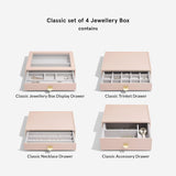 Stackers Glass Lid 4 Drawer Classic Jewellery Box - Blush Pink - Kazoop 