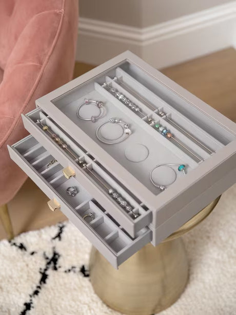 Stackers Supersize Glass Lid Charm 2 Drawer Storage Jewellery Box - Taupe