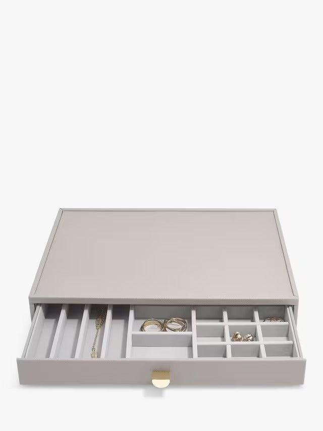 Stackers Supersize Glass Lid Charm 2 Drawer Storage Jewellery Box - Taupe