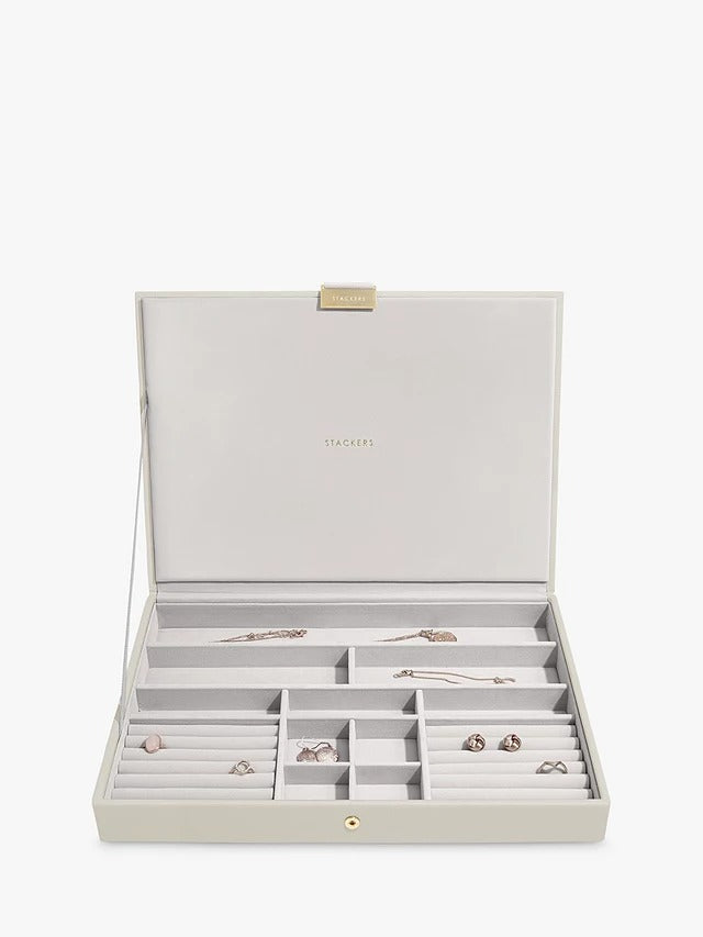 Stackers Supersize 3 Drawer Stackable Jewellery Box 36 x 15.7 x 25cm Oatmeal - Kazoop 