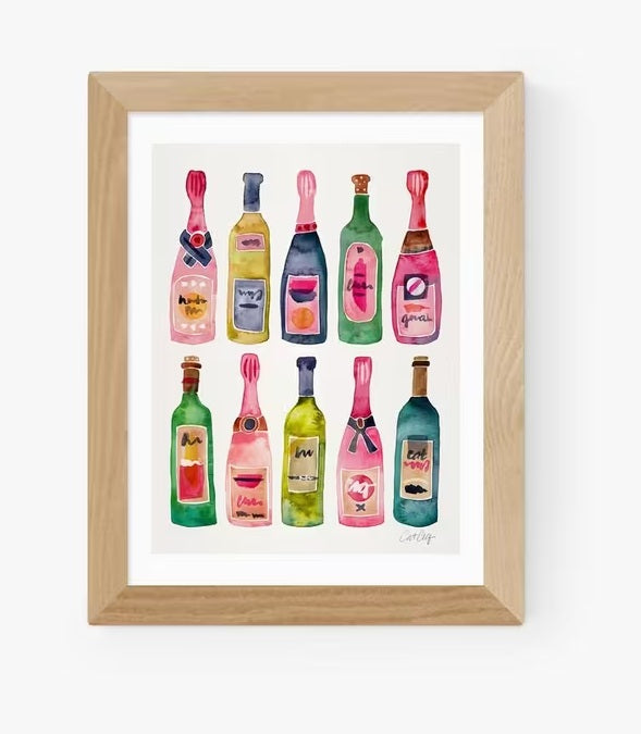 EAST END PRINTS Cat Coquillette 'Champagne' Print 86 x 66cm - Oak Frame