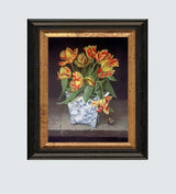 Brookpace Lascelles Orange Tulips in China Vase Framed Canvas Print 44x36cm