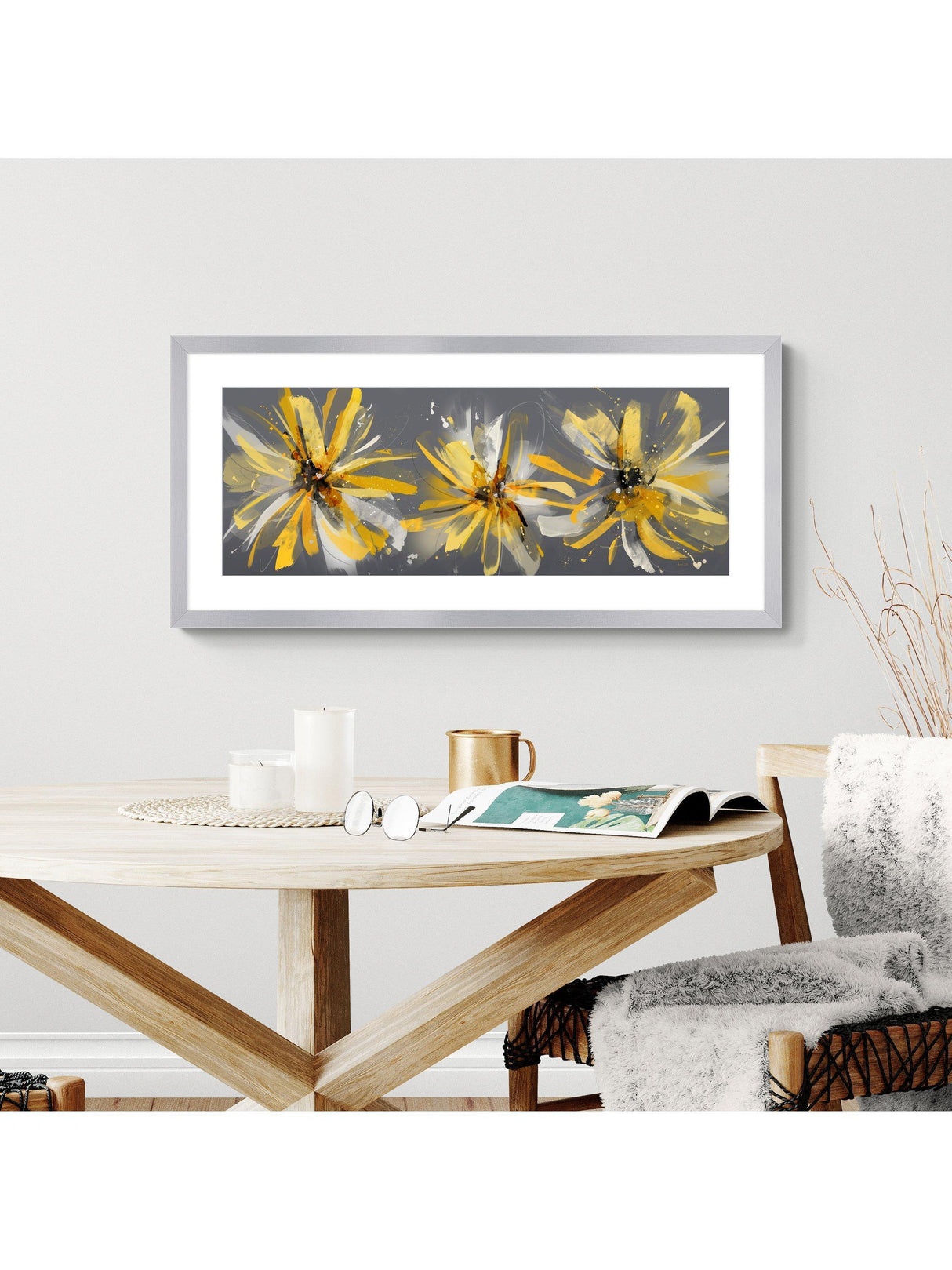 John Lewis Green Lili Floral Glazed Landscape Framed Print 104 x 49cm Multi