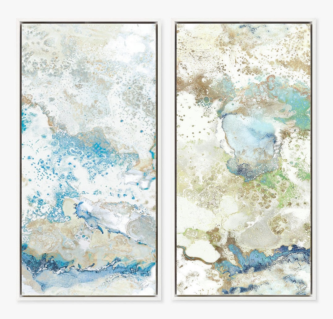 Ritika Gandhi Golden Finch Abstract Framed Canvas Set of 2 - Gold/Blue