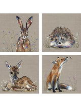 John Lewis Louise Luton 'Woodland Set' Canvas Print Set of 4 30 x 30cm Brown - Kazoop 