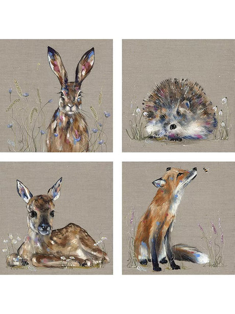 John Lewis Louise Luton 'Woodland Set' Canvas Print Set of 4 30 x 30cm Brown - Kazoop 