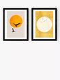 EAST END PRINTS Kubistika Golden Sun Black Frame 43.4 x 33.4cm - Set of 2 - Kazoop 