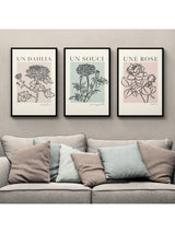 Mercedes Lopez Charro 'French Flowers' Framed Poster 3 Print Set 62 x 42cm