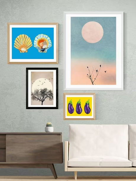 EAST END PRINTS Kubistika 'Dreamers' Framed Print 83.4 x 63.4cm - Black