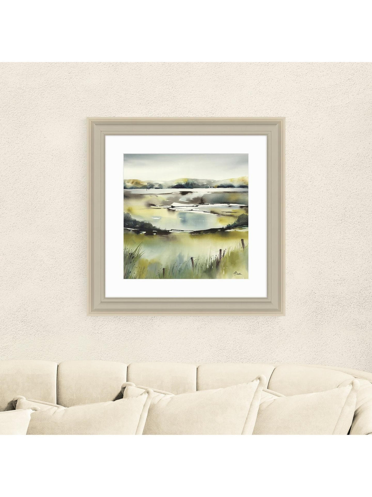 John Lewis Elizabeth Baldin Pistachio Pastel 2 Framed Print 59x59cm Multi
