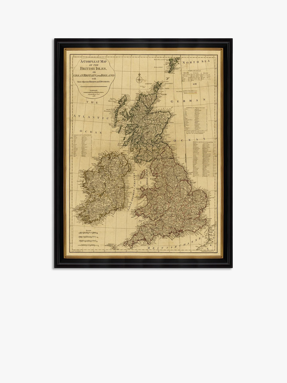 Brookpace Lascelles Map of the British Isles 1788 Framed Print 111 x 86cm