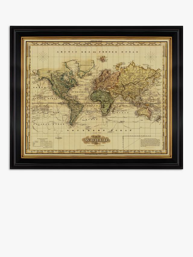 Brookpace Lascelles Mercator 1823 World Map Framed Print - 71 x 86cm - Multi
