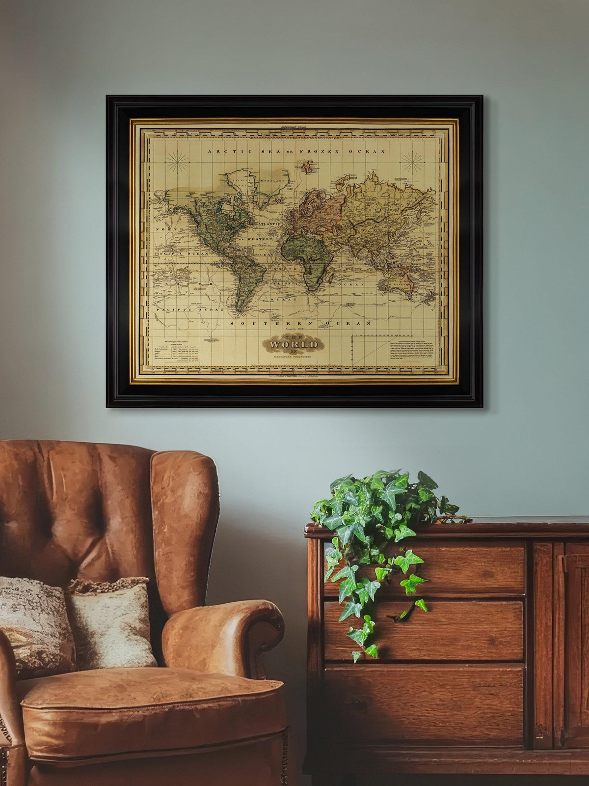 Brookpace Lascelles Mercator 1823 World Map Framed Print - 71 x 86cm - Multi