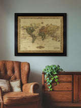 Brookpace Lascelles Mercator 1823 World Map Framed Print - 71 x 86cm - Multi