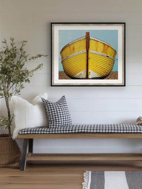 Brookpace Lascelles Fishing Boat Framed Wall Art Print 76 x 66cm - Yellow